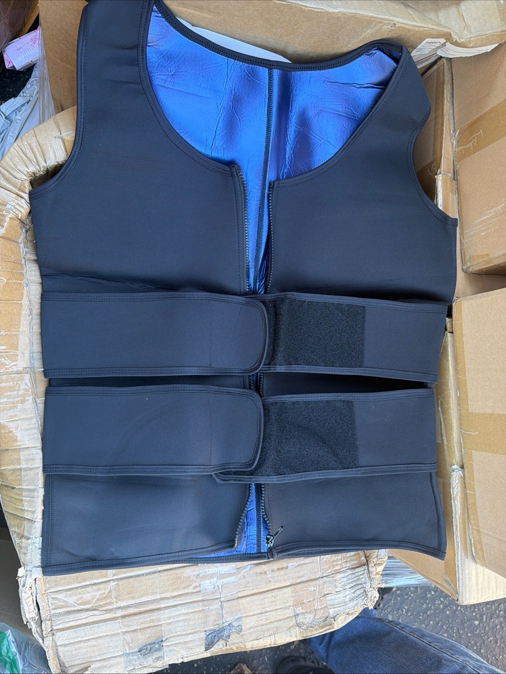 Women’s Black Neoprene Rash Guard Vest with Blue Lining